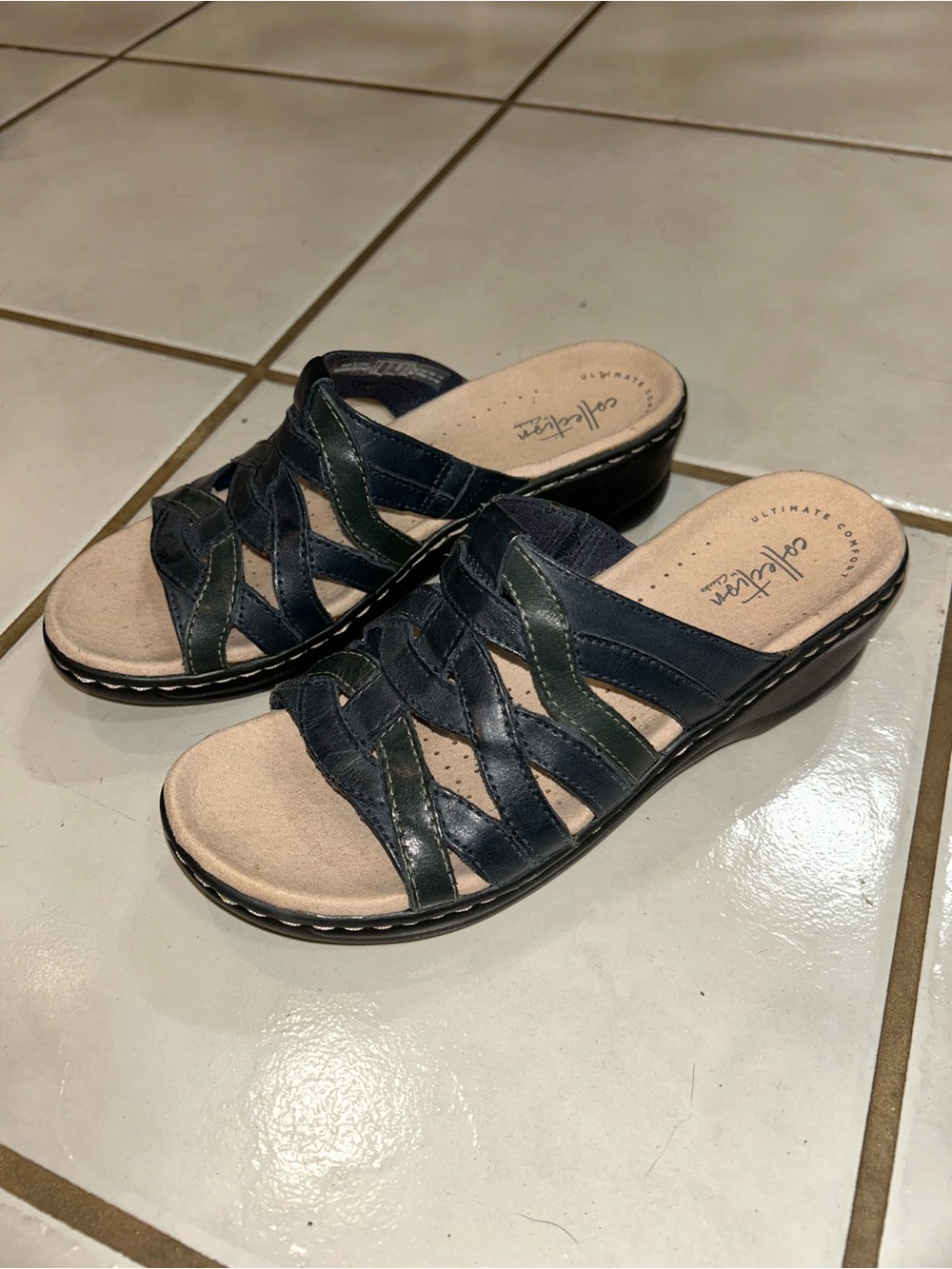 Clark’s Collection Navy Wedge Sandals